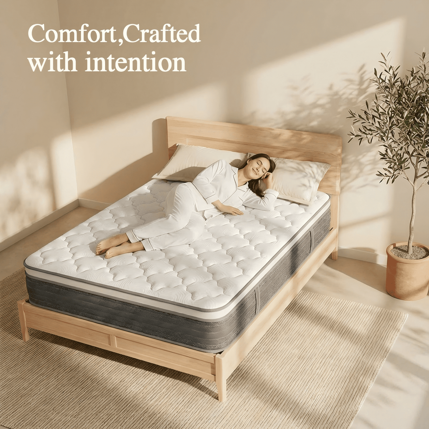 Kizreo Queen Mattress 14 inch, Hybrid Mattress in a Box with Memory Foam and Pocket Springs for Pressure Relief, Firm Queen Size Mattress, Motion Isolation, CertiPUR-US