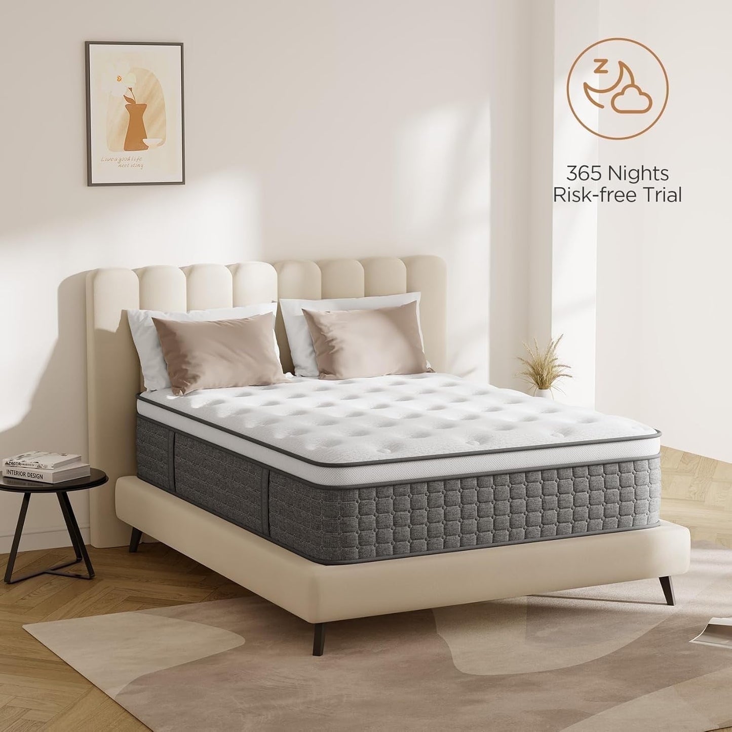 Kizreo Full Size Mattress in a Box 12 inch, Breathable Memory Foam and Individually Pocketed Spring Hybrid Mattress, Pressure Relief, Motion Isolation, Medium Firmness