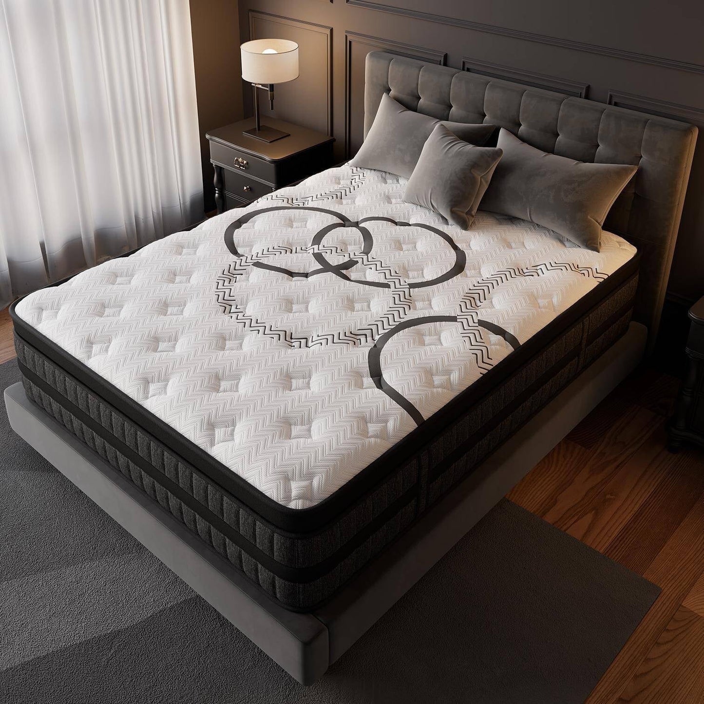 GREOO Full Mattress 12" Hybrid Gel Memory Foam Mattress with 744 Individually Wrapped Pocket Coils, Medium Firm Support, Pressure Relief, Mattress in a Box