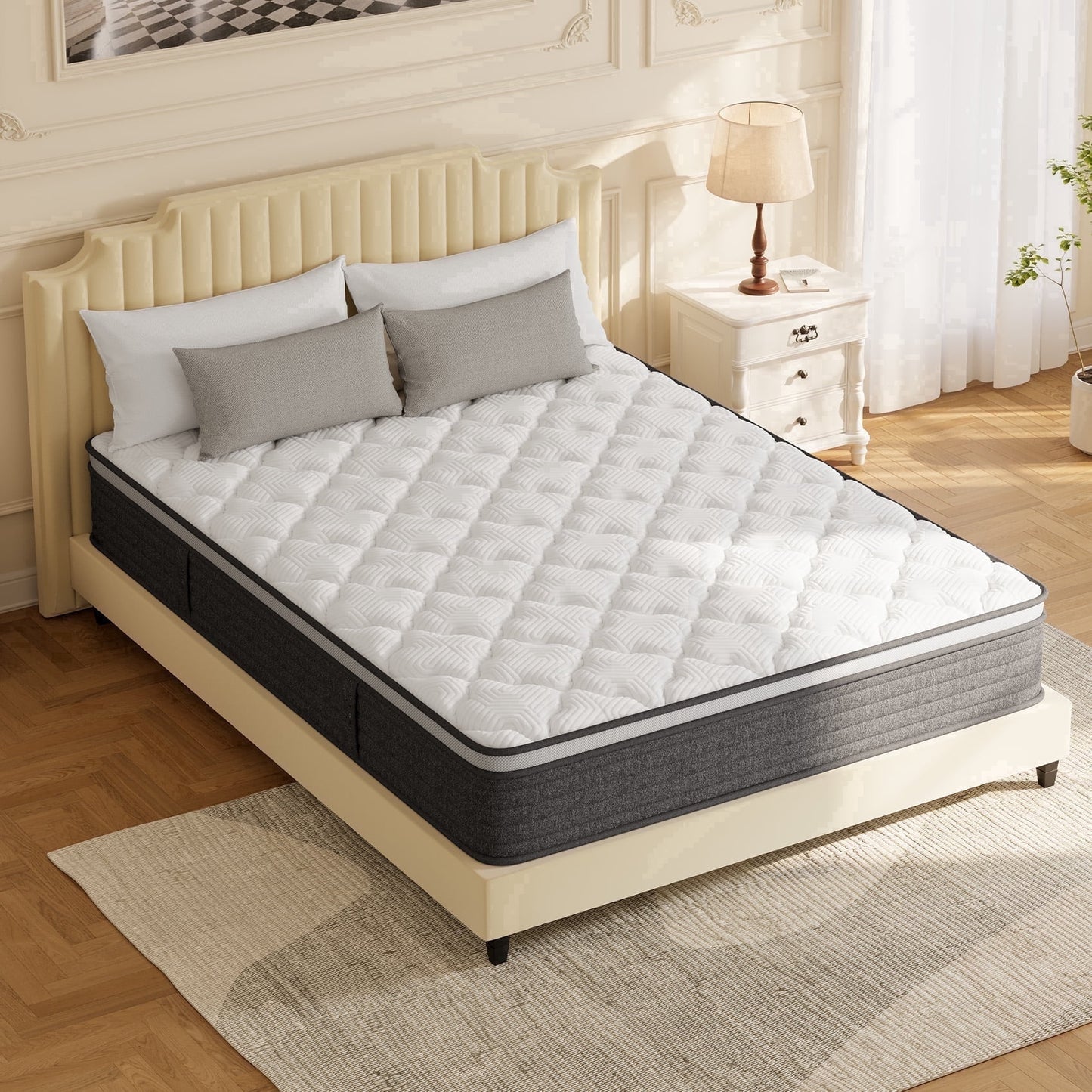 Dealnight 12" King Mattress in a Box with Cooling Gel Memory Foam and Individual Pocket Coils , Firm Hybrid Mattress for Adult and Children
