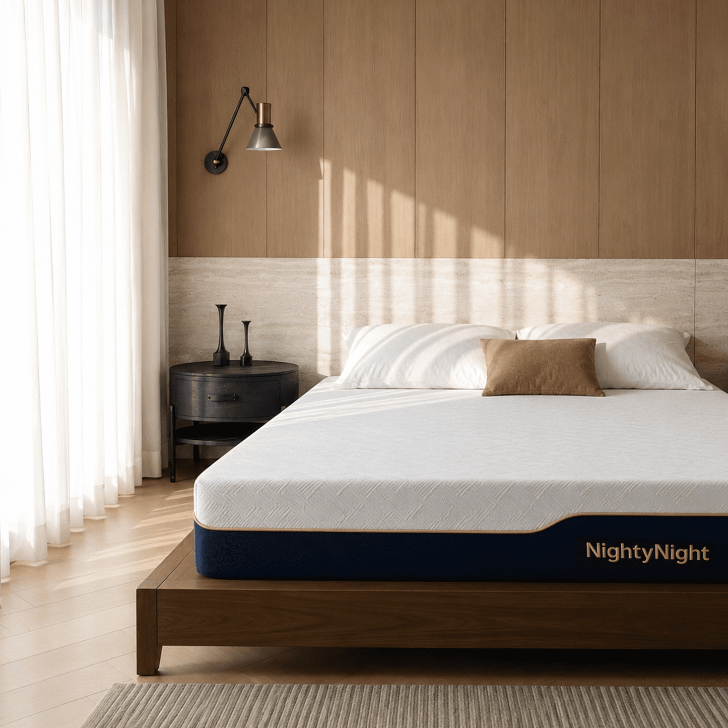 NightyNight 12" Queen Size Firm Mattress, Cooling Gel Memory Foam Mattress in a Box, Removable, Washable Cover & Non-Slip Bottom