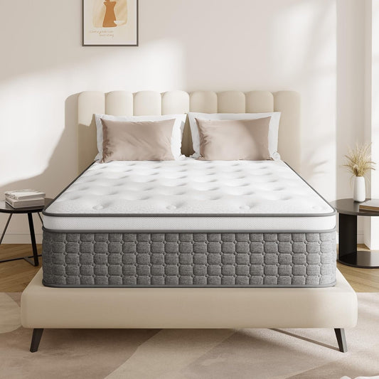 GREOO King Mattress in a Box, 14 Inch Hybrid Cooling Gel Memory Foam Mattress, Individually Pocket Coils, Medium Firm, Pressure Relief, CertiPUR-US