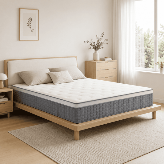 GREOO 10''Queen Mattress Extra Firm Hybrid Mattress with Cooling Gel Memory Foam and Pocketed Springs,Euro Top
