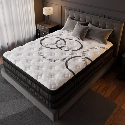 GREOO Queen Mattress 12" Hybrid Gel Memory Foam Mattress with 744 Individually Wrapped Pocket Coils, Medium Firm Support, Pressure Relief, Mattress in a Box